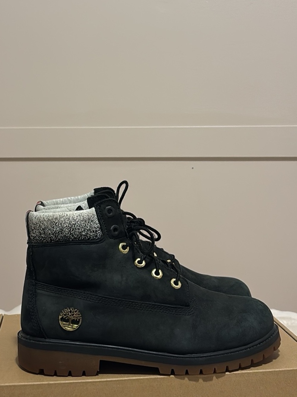 Timberland Black Premium Waterproof 6-Inch Boot with Gum Sole